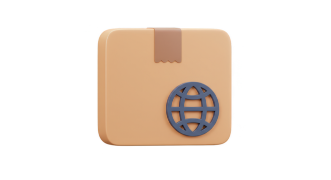 3D Package Globe Parcel For Shipping Delivery Service Transparent - Powered by Adobe