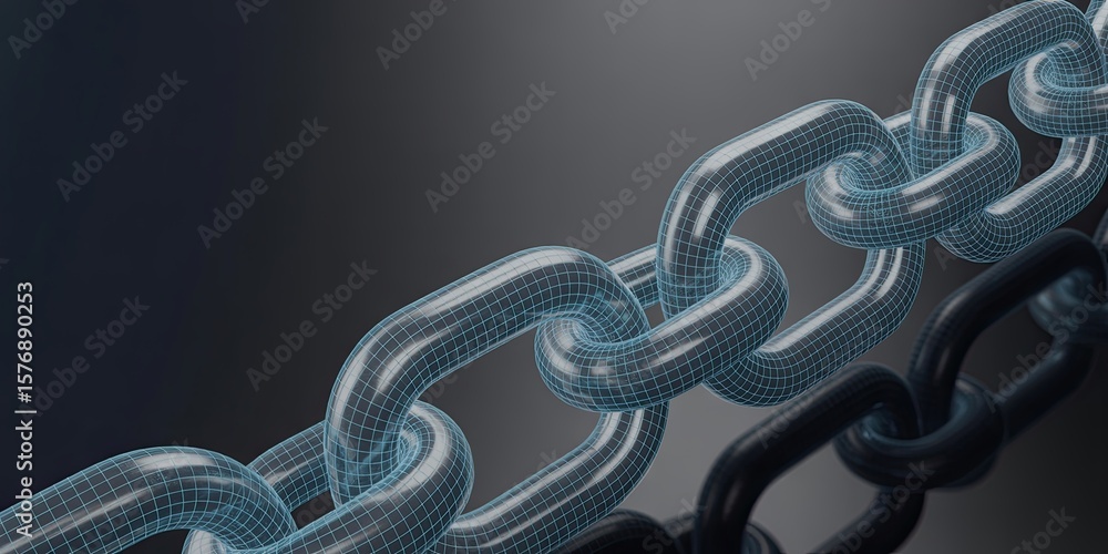 Fototapete 3d rendering of a chain link, showcasing its structure and design.