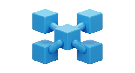 3D Node Connections Network Cubes Blue Blocks Structure Transparent PNG