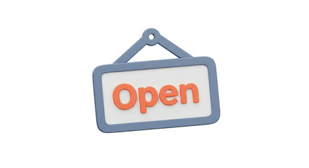3d Open Sign Business Store Message for Retail Shop Transparent Isolated