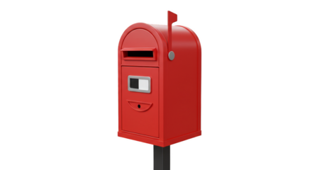 3D Red Postbox Isolated Mailbox Letter Delivery on Transparent
