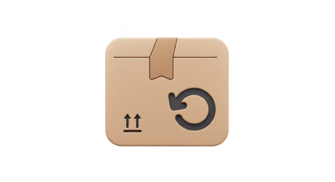 3D Render Box Package with Recycle Arrow Transparent Background