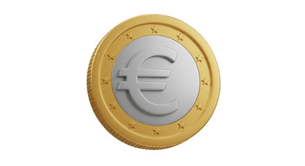 3D Render Euro Coin Finance Investment on Transparent Background
