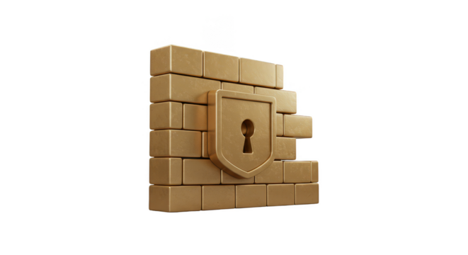 3d Render Firewall Security Shield Protects with Brick Wall Element - Powered by Adobe