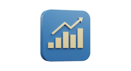 3D Render Icon of Growth Chart Financial Business Success
