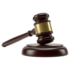 3D Render Isolated Wooden Gavel for Court Auction Law and Justice