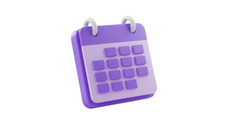 3D Purple Calendar Icon Agenda Event Planning Illustration