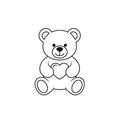 Obraz premium Cute Teddy Bear Holding a Heart Outline Illustration