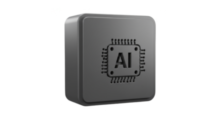 3D Render of AI Chip Processor on Transparent Background
