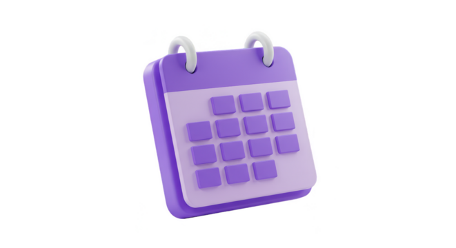 3D Purple Calendar Icon Agenda Event Planning Illustration