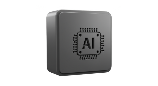 3D Render of AI Chip Processor on Transparent Background