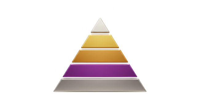 3D Pyramid Illustration Gold Purple Gray White Structure Transparent