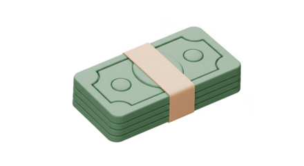 3D Render of Green Dollar Stack Wealth and Financial Concept