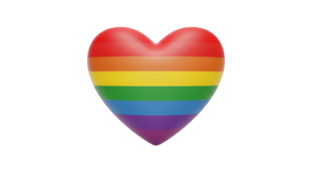 3D Render of Rainbow Heart Transparent Background LGBTQ Pride Illustration