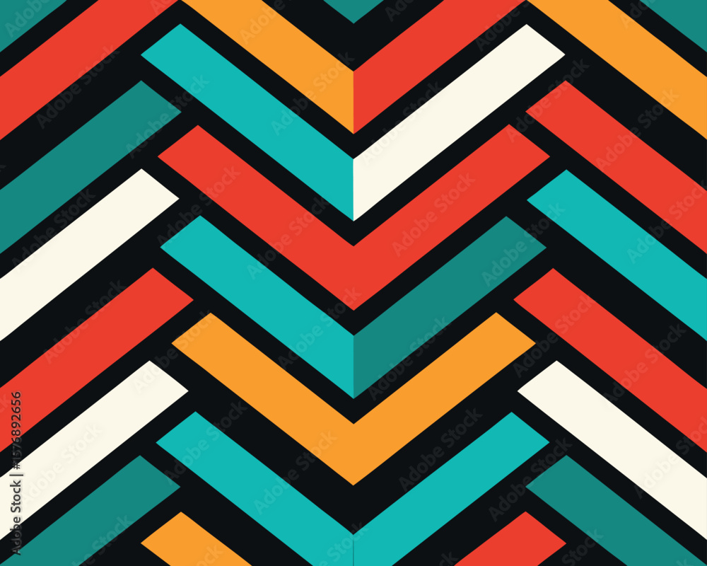 Poster vibrant geometric pattern background with chevron design and modern abstract colorful vector illustr
