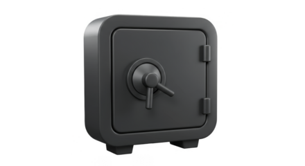 3D Render of Isolated Black Steel Safe for Security and Savings
