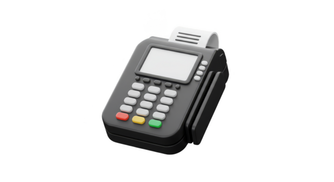 3D Render Payment Terminal Transaction Machine Isolated Transparent Background