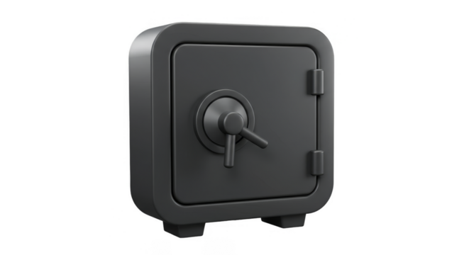 3D Render of Isolated Black Steel Safe for Security and Savings