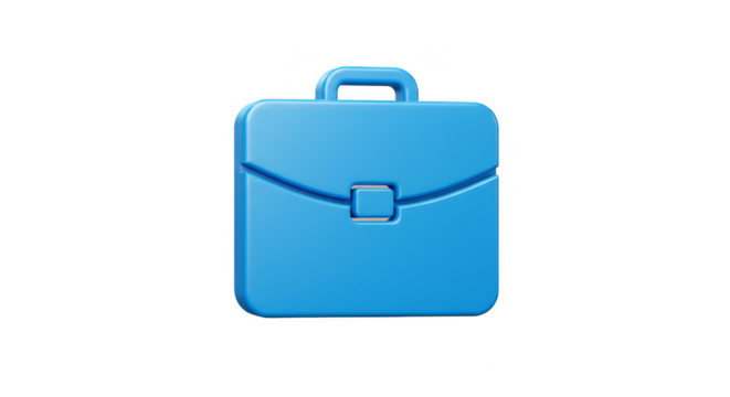 3D Render Blue Briefcase Represents Business Finance and Career Goals