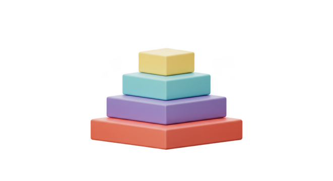 3D Render Pyramid Color Blocks Transparent Background Geometric Shape