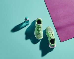 Active lifestyle essentials in bright studio light