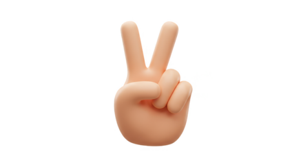 3D Render Victory Hand Gesture Sign Peace Finger Transparent Background