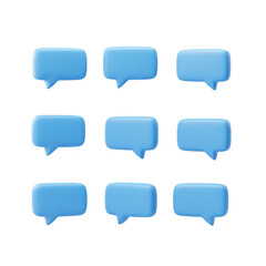 3D Render Blue Speech Bubbles for Chat Communication Social Media Icon