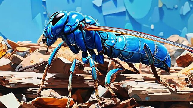 termite in Delfts Blauw realistis, highly detailed ,ai generatif