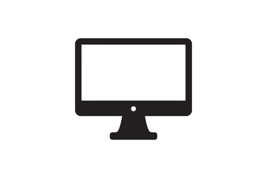 Computer Monitor icon silhouette vector with white background