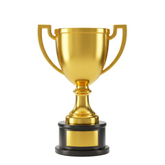 3d Rendered Gold Trophy Transparent Background Award for Achievement