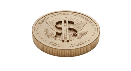3D Rendered Gold Dollar Coin Isolated Digital Currency Wealth