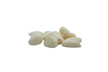 Peeled Garlic on white background, png