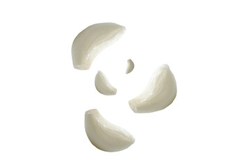Peeled Garlic on white background, png