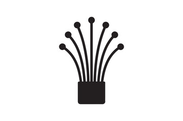 Fiber Optics icon silhouette vector with white background