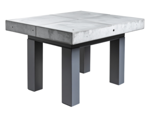 Concrete top end table, industrial style, transparent background 