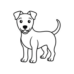 Dog Line Art Drawing on White Background, Dog line art