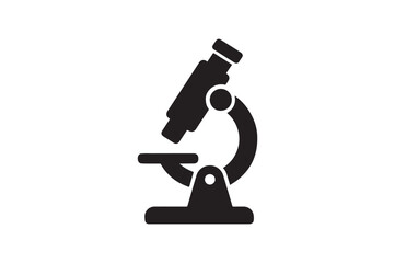 Microscope icon silhouette vector with white background