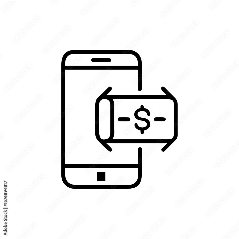 Poster bank and mobile transaction on transparent background for web and graphic design