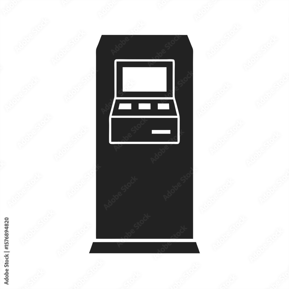 Poster atm machine silhouette on transparent background for web and graphic design