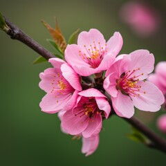 Obraz premium Closeup of Delicate Pink Blossoms on Branch
