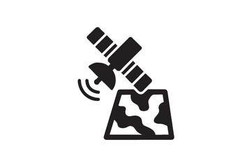 Satellite Image icon silhouette vector with white background