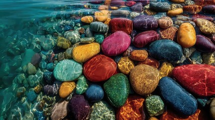  Najaf Chena: Colorful Stones in a Shallow Tide Pool in Close-Up 