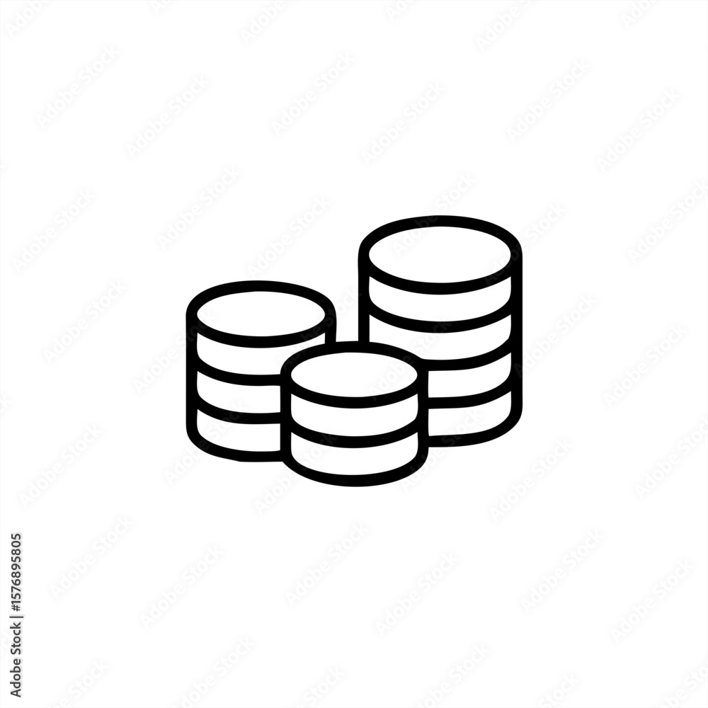 Poster coin stacks on transparent background for web and graphic design