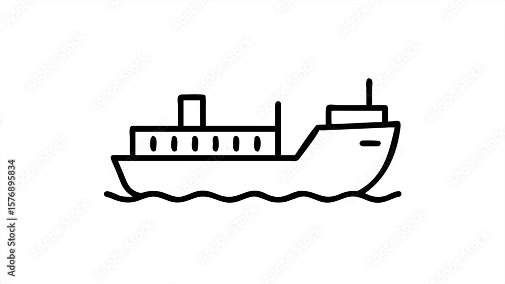 Poster container ship on transparent background for web and graphic design