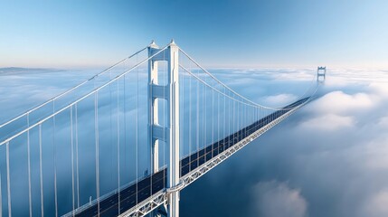 Fototapeta premium Majestic Golden Gate Bridge Shrouded in Clouds
