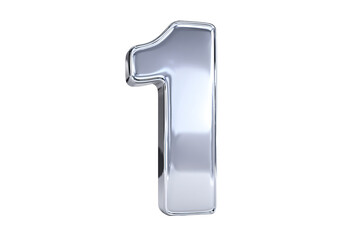 a shiny number one on a white background