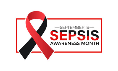 Vector graphic of Sepsis Awareness Month background template. A concept for healthcare and medicine. Realistic ribbon and blood icon Banner poster, social media, flyer and background design