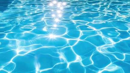 A serene blue water surface reflecting sunlight, creating beautiful ripples and shimmering patterns, perfect for relaxation and calm.