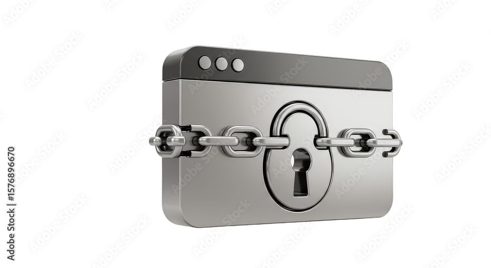 Poster 3d rendered browser security with chain lock internet privacy network