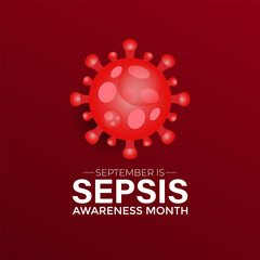 Vector graphic of Sepsis Awareness Month background template. A concept for healthcare and medicine. Realistic ribbon and blood icon Banner poster, social media, flyer and background design